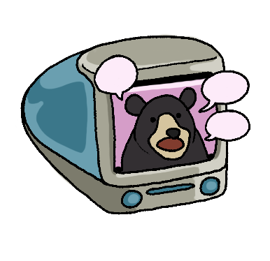 drawn sticker of a bear in a computer screen